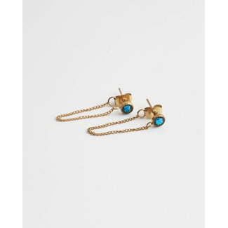 'Berber' chain stud earrings blue - stainless steel