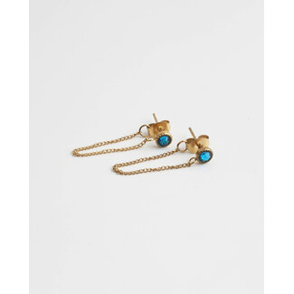 'Berber' chain stud earrings blue - stainlesss steel