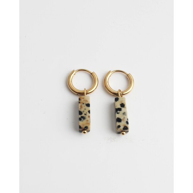 Dora Hoops Leopard Piedra natural de Oro - Acero inoxidable