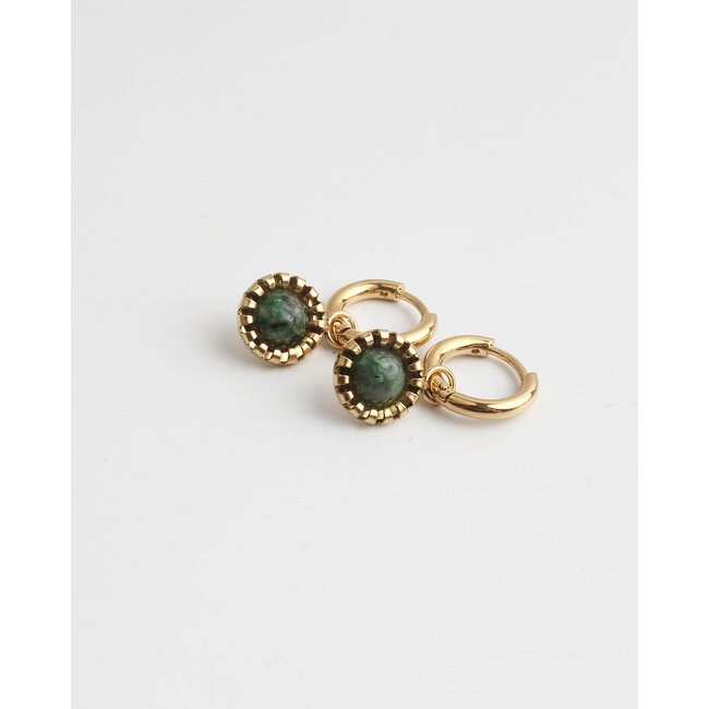 Pendientes de Tara 'Gold & Rocky Green - Acero inoxidable