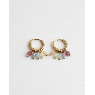 'Gina' multicolor natural stone earrings - stainless steel