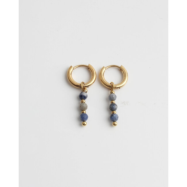 Boucles d'oreilles 'Mon Cheri' or & bleu - acier inoxydable