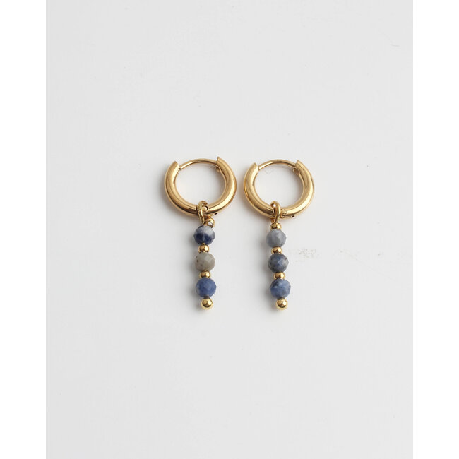 MON CHERI EARRINGS GOLD & BLUE - STAINLESS STEEL