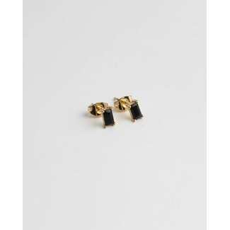 BLACK DIAMOND STUDS - GOLD PLATED