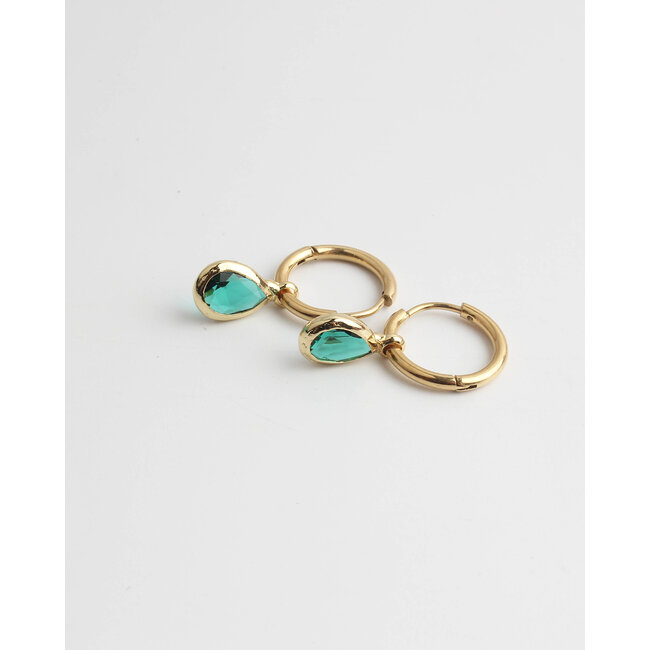 Oval 'Dana' Earrings Dark Green - Stainless Steel