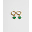 Boucles d'Oreilles Coeur Emanuel Vert Doré - acier inoxydable