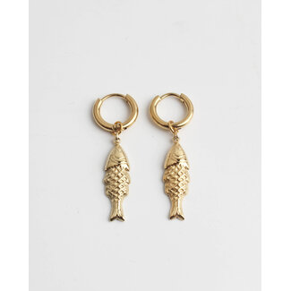 "Fish" BOUCLES D'OREILLES OR - Acier inoxydable