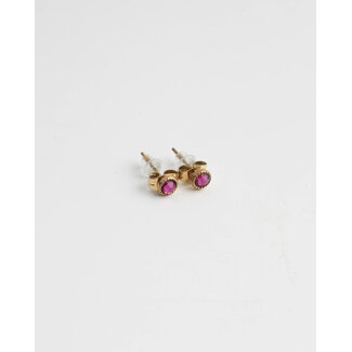 Pink Zirconia Stud Earrings - stainless steel