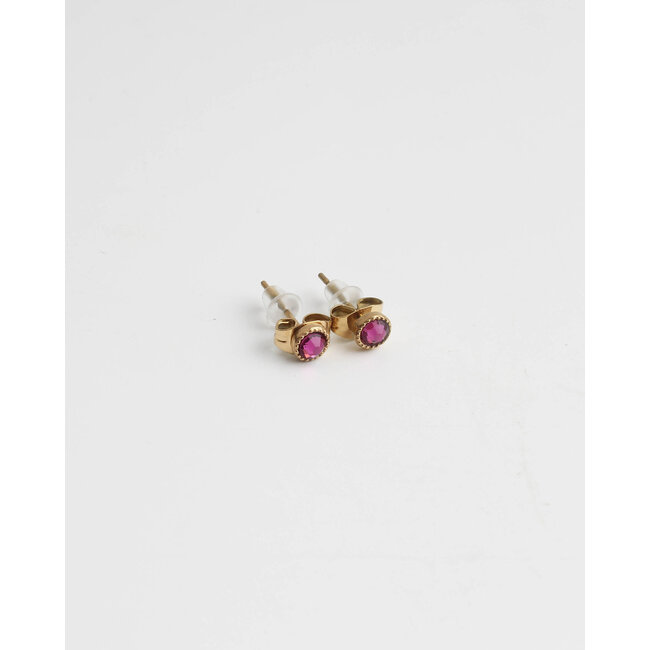 Pink Zirconia Stud Earrings - stainless steel