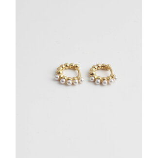 'ROUND PEARL HOOPS' GOLD - EDELSTAHL