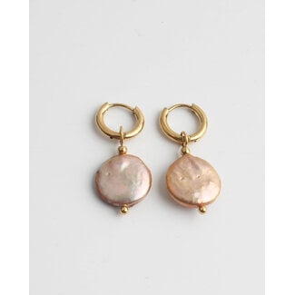 Boucles d'oreilles perles d'eau douce roses - acier inoxydable