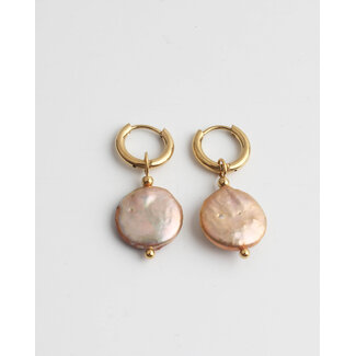 Pink fresh water pearl earrings - stainless steel