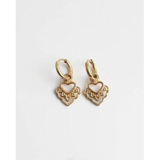 Boucles d'oreilles 'I Heart You' or - Acier inoxydable