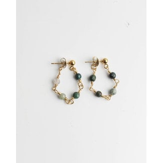 ´Lea' Earrings Green Natural Stone - Stainless Steel