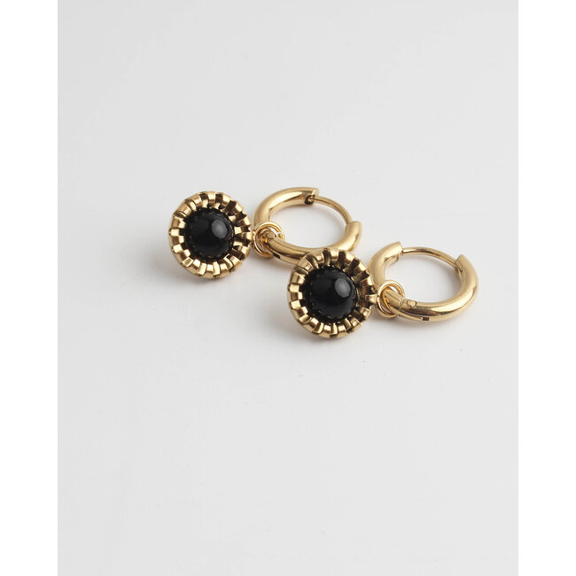 Boucles d'oreilles 'Tara' or & noir - acier inoxydable