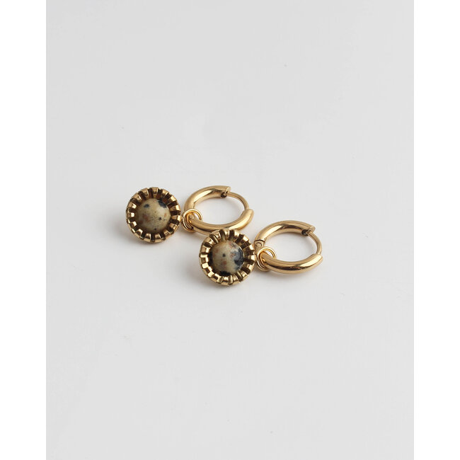 'Tara' earrings gold & Jaspis - stainless steel