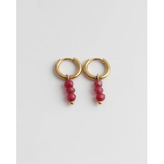 Boucles d'Oreilles 'Luna' en Pierre Naturelle Rose - Acier Inoxydable