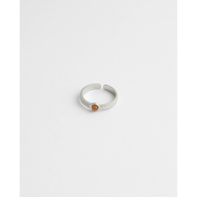 'Zosia' BAGUE ARGENT Orange - Acier inoxydable (ajustable)