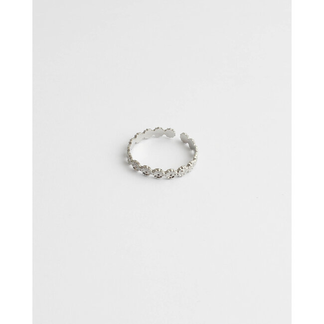 Verstellbarer Ring 'Little Flowers' SILBER - Edelstahl