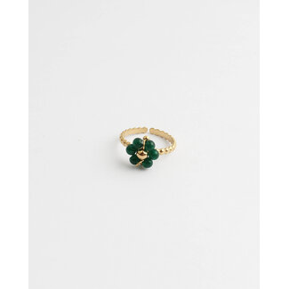 'Fleur vert' ring  - stainless steel (verstelbaar)
