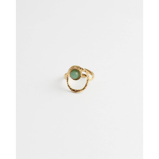'LUCIA' TURQUOISE STONE RING GOLD- STAINLESS STEEL (ADJUSTABLE)