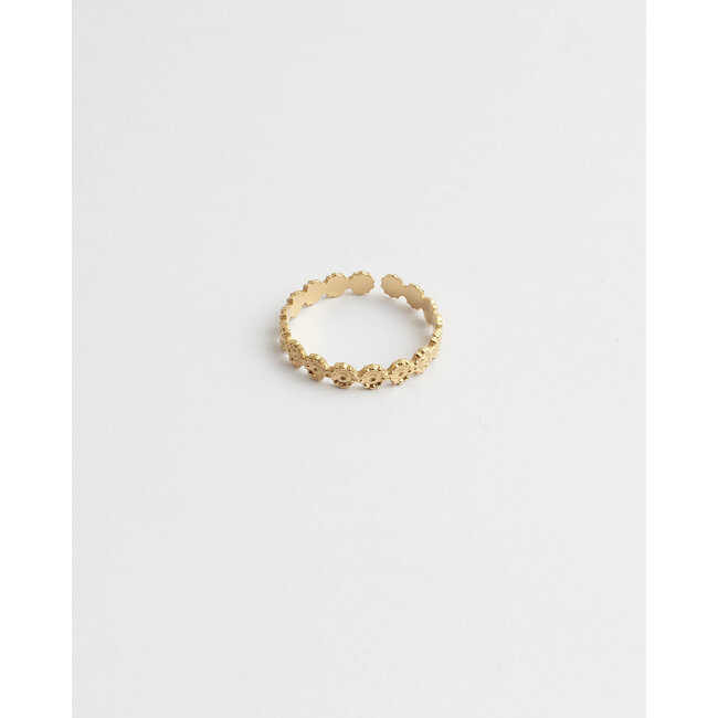 'Little Flowers' adjustable ring Gold - Stainless steel