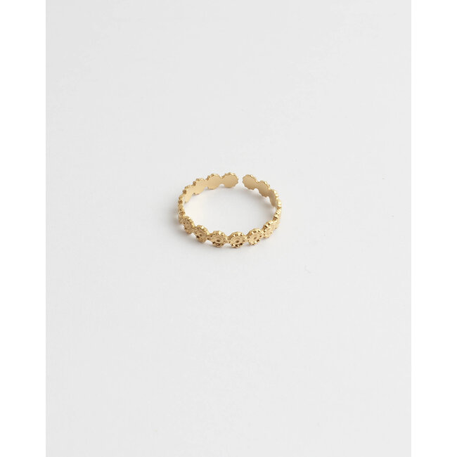 'Little Flowers' verstelbare ring Gold - Stainless steel