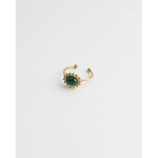 Bague 'Jolie' Rocky Green Natural Stone - acier inoxydable (ajustable)