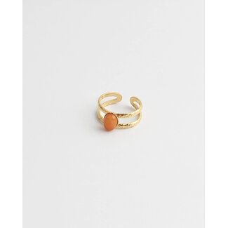 Bague 'Suzi' pierre naturelle orange - acier inoxydable (réglable)