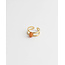 'Suzi' natural stone ring orange - stainless steel (adjustable)