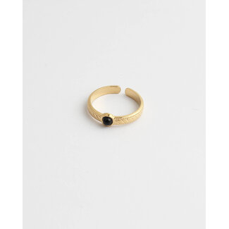 'Zosia' ANILLO ORO Negra - Acero Inoxidable (ajustable)