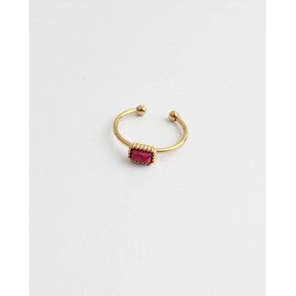 Karma 'Natural Stone Ring de acero inoxidable Rosa - Ajustable