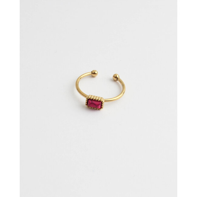 'Karma' Natrual Stone Ring Stainless Steel Pink - Verstelbaar