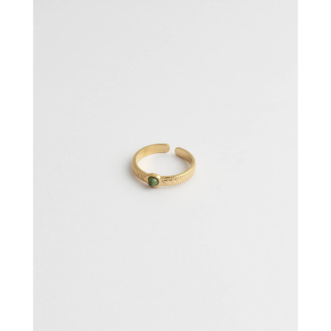 'Zosia' RING GOLD Green  - Stainless Steel (adjustable)