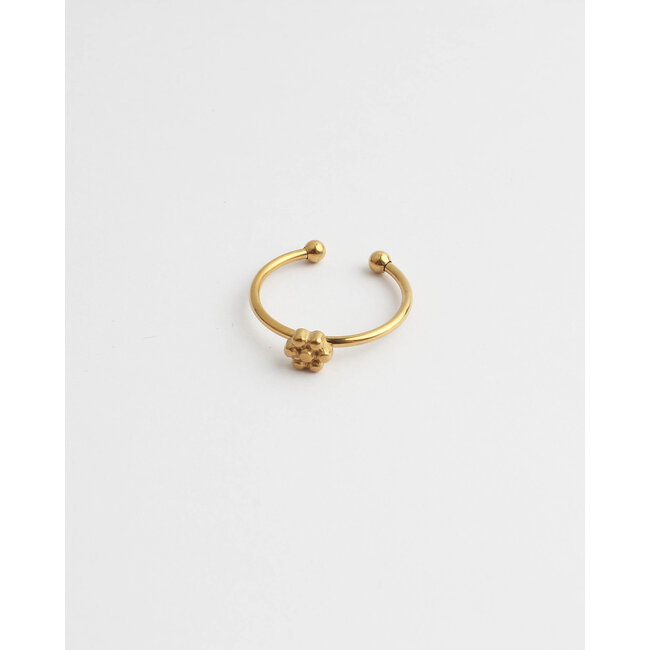 'Une petite fleur' ring gold - stainless steel (adjustable)