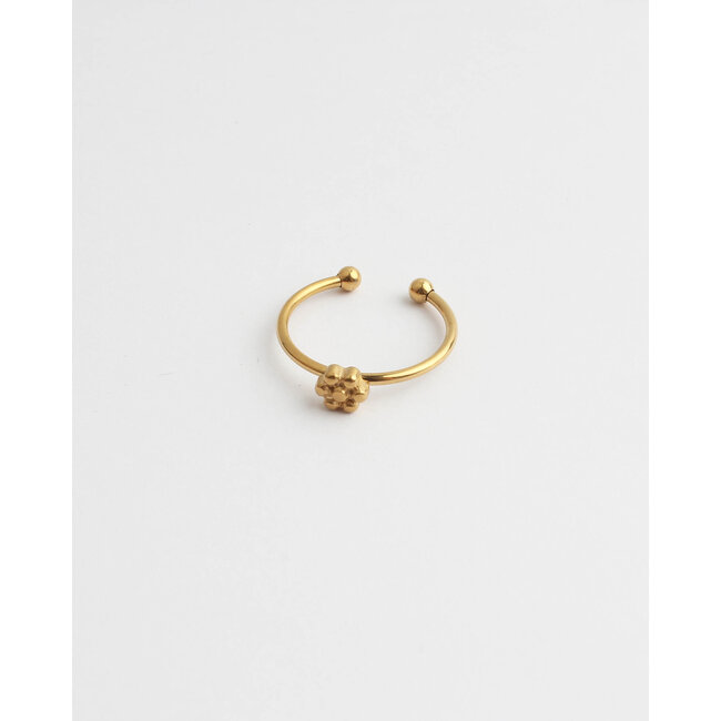 'Une petite fleur' ring gold - stainless steel (verstelbaar)