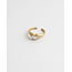 White Pearl Heart Ring Gold - Edelstahl (verstellbar)