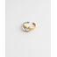 White Pearl Heart Ring Gold - Stainless steel (adjustable)