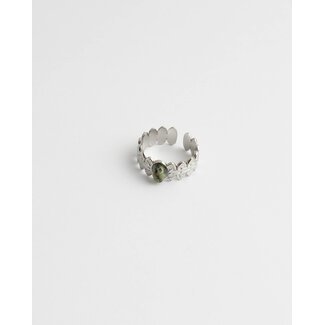 Bague 'Didi' Vert & Argent - Ajustable