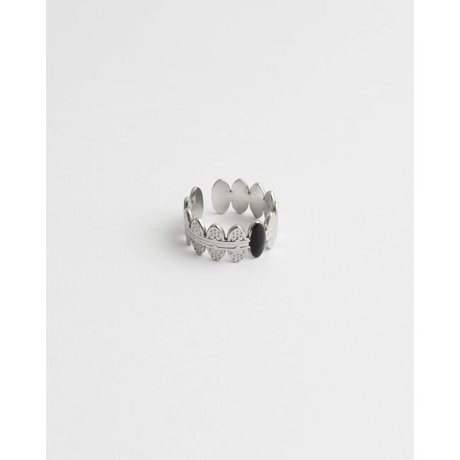 Anillo 'Didi' Negro y Plata - Ajustable