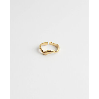 'Waves' ring gold - stainless steel (verstelbaar)