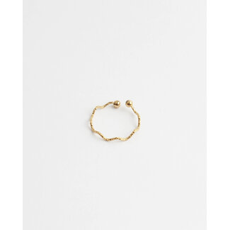 Thin wave ring gold - stainless steel (adjustable)