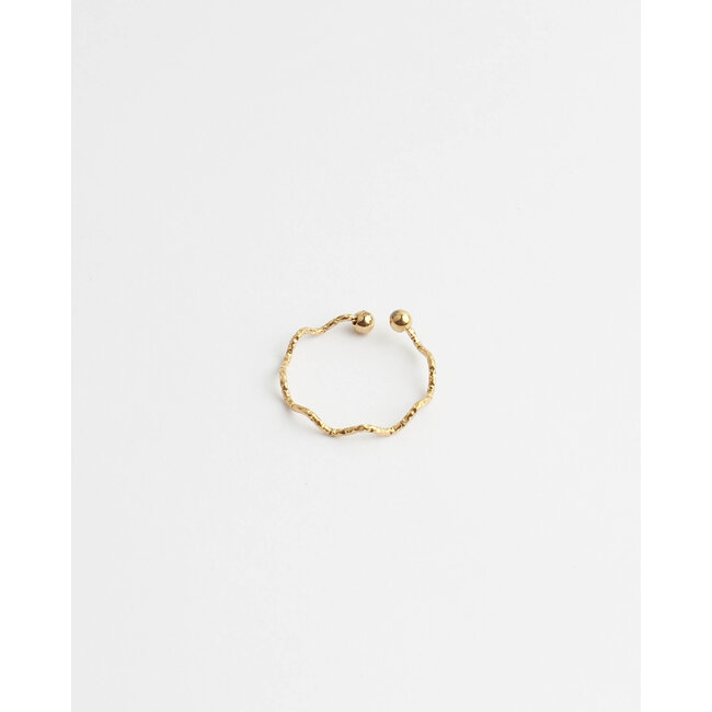 Thin wave ring gold - stainless steel (adjustable)