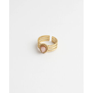 Menthe 'Ring Gold Rose Quartz - Steanless Steel (ajustable)