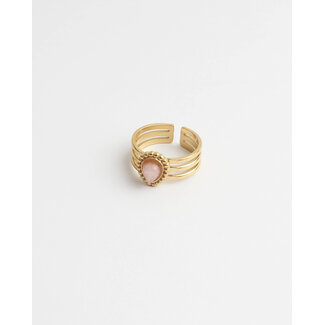'Menthe' ring gold rose quartz - stianless steel (adjustable)