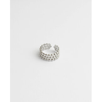 '3 LAYERED DOTTED' BAGUE EN ARGENT - ACIER INOXYDABLE (AJUSTABLE)