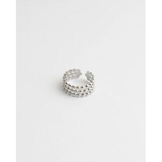 '3 LAYERED DOTTED' RING SILVER - STAINLESS STEEL (ADJUSTABLE)