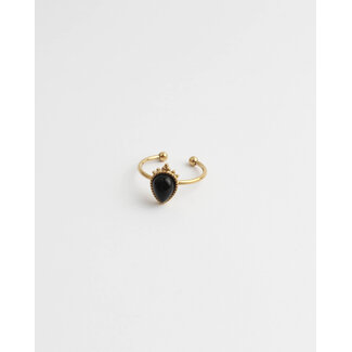 'LARA' RING GOLD SCHWARZ - EDELSTAHL (VERSTELLBAR)