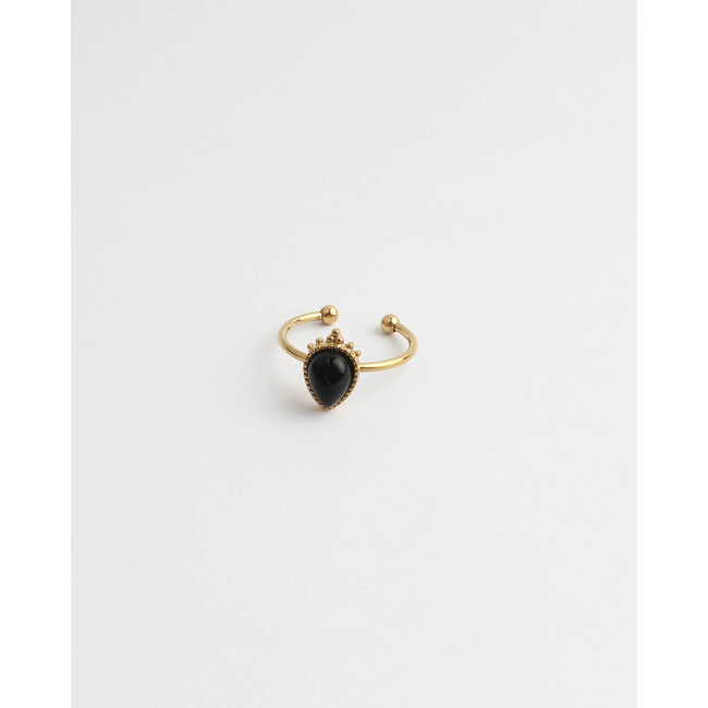 'LARA' RING GOLD BLACK - STAINLESS STEEL (VERSTELBAAR)