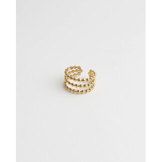 '3 LAYERED DOTTED' RING GOLD – EDELSTAHL (VERSTELLBAR)